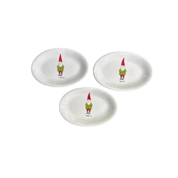 Rae Dunn Artisan Collection by Magenta "Magic Gnome" Set of 3 Appetizer Plates - Picture 1 of 5
